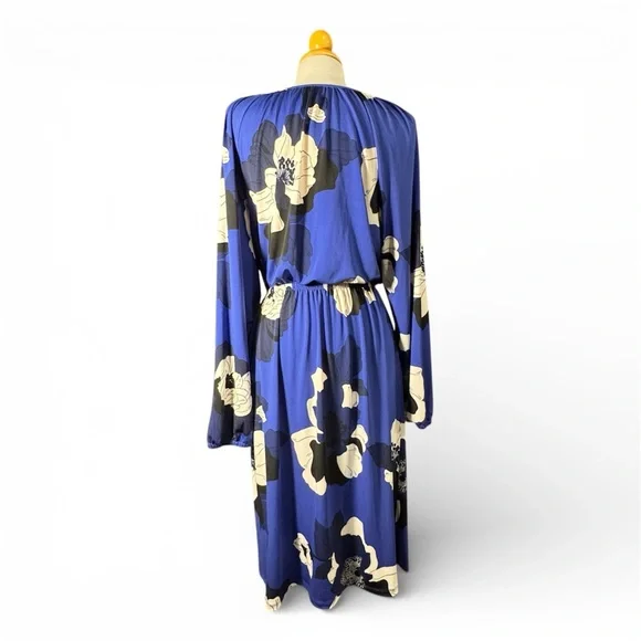 Lane Bryant Navy and Cream Floral Long Sleeve Dress - Picture 2 of 10